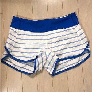 Lululemon white and blue stripe running short